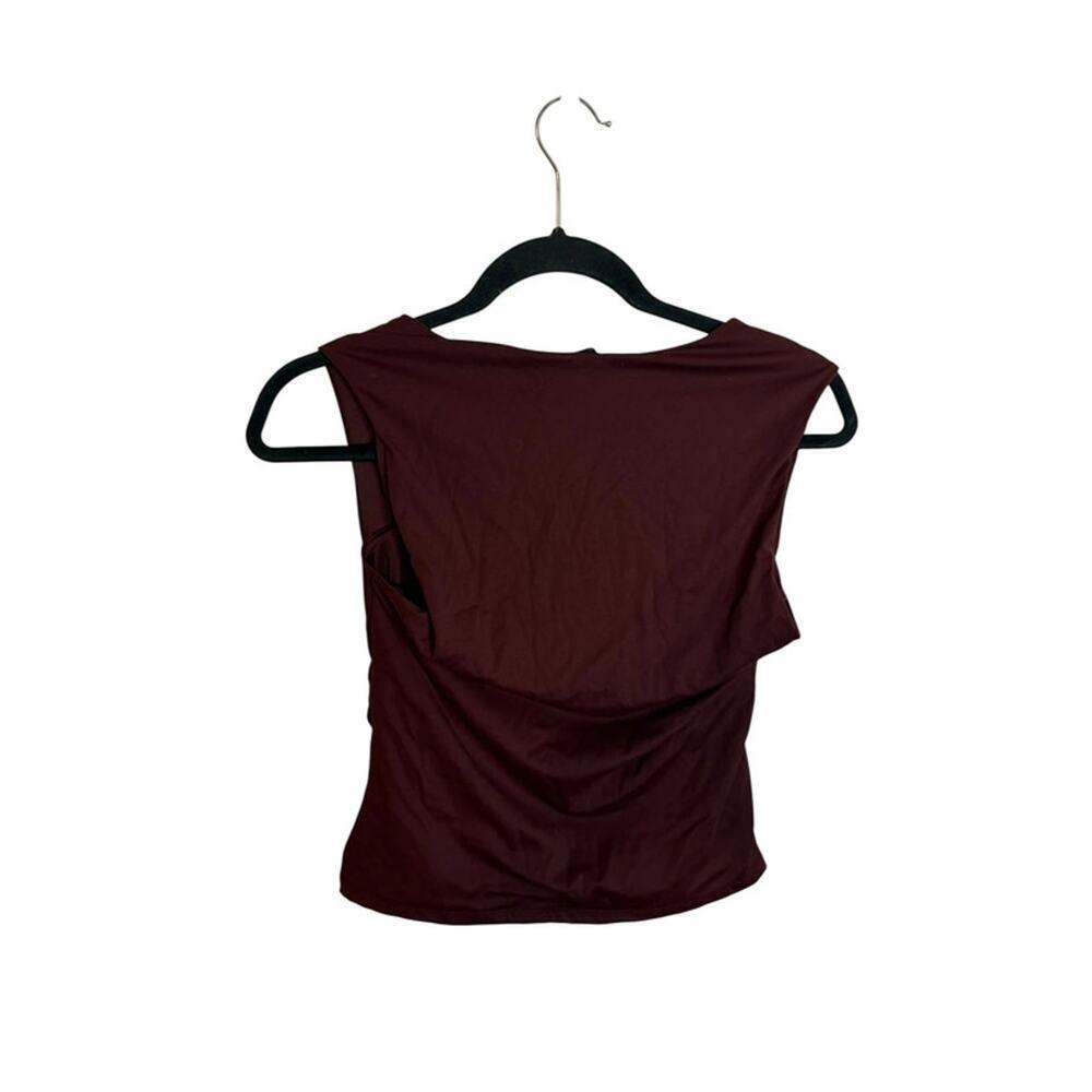 Dynamite Burgundy Ruched Square Neck Shell Top - Picture 2 of 6